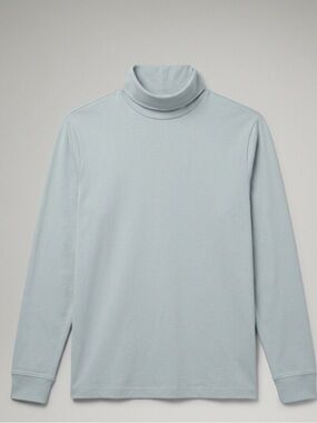 Men's Blue Turtleneck Sweater - Classic Lightweight Knit 100% Pima cotton